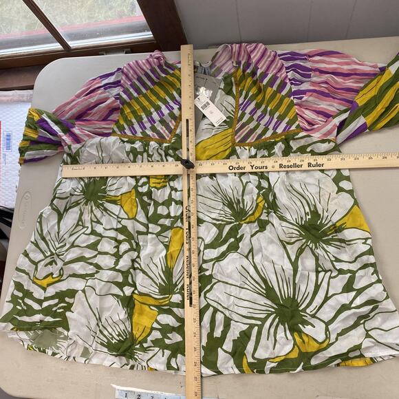 Blank London Top Womens XL Retro Floral Mod Balloon Sleeve Boho Anthropologie - Picture 8 of 14